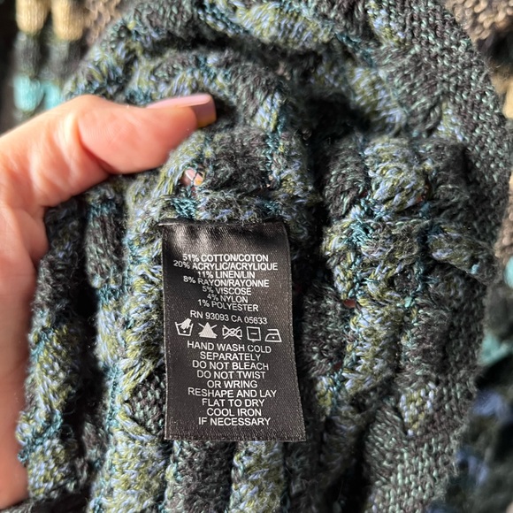 NIC+ZOE boho Long multicolor duster Cardigan Sweater Crochet Size small - Picture 6 of 6